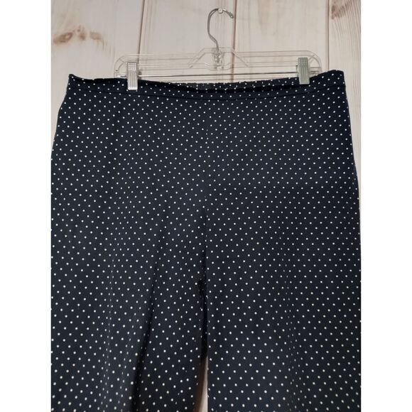 Isaac Mizrahi Pants Ladies 18 Navy Blue Polka Dot Stretch Career Casual Trousers - Picture 3 of 8